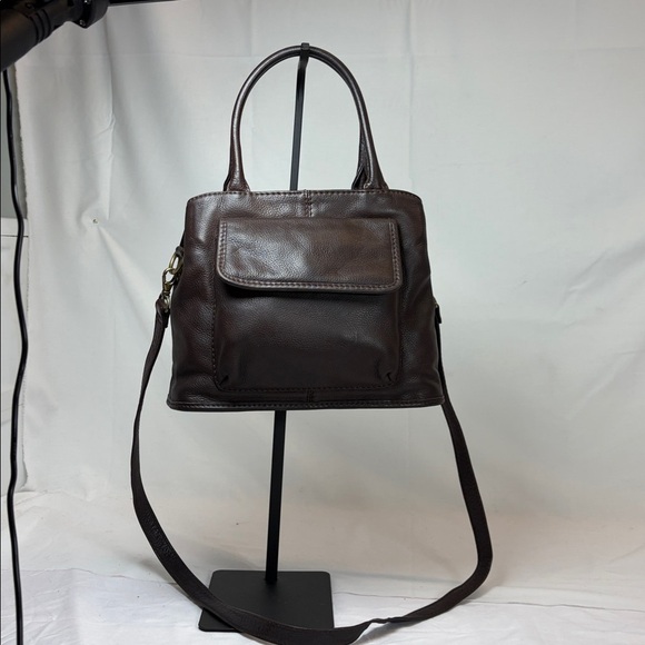 Fossil Classic Genuine Leather Satchel Crossbody Bag Brown - Picture 13 of 14